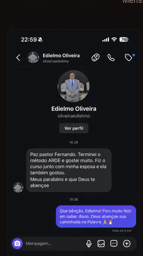 Print original do depoimento de Edielmo Oliveira